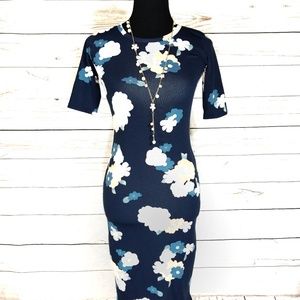 Beautiful Navy Floral LuLaRoe Julia Dress Size XXS